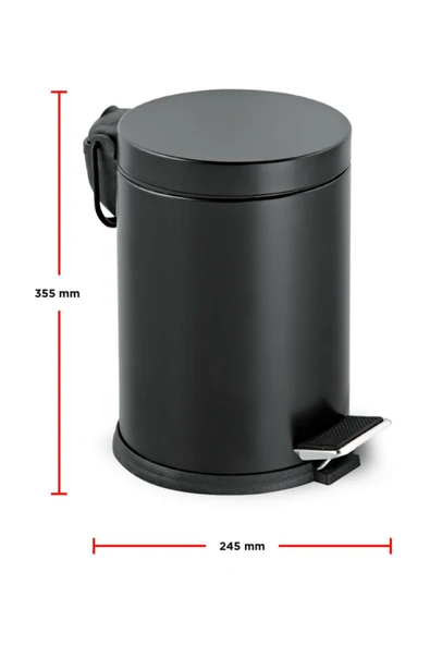 Groove 12 Litre Paslanmaz Pedallı Siyah Çöp Kovası Ev Ofis Banyo Mutfak - 5