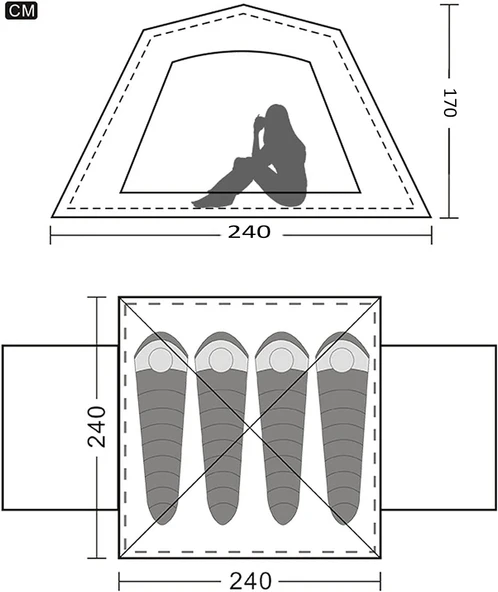 Tam Otomatik Su Geçirmez Kamp Çadırı Beyaz 240x240x170 ( 4-5 Kişilik ) - 5