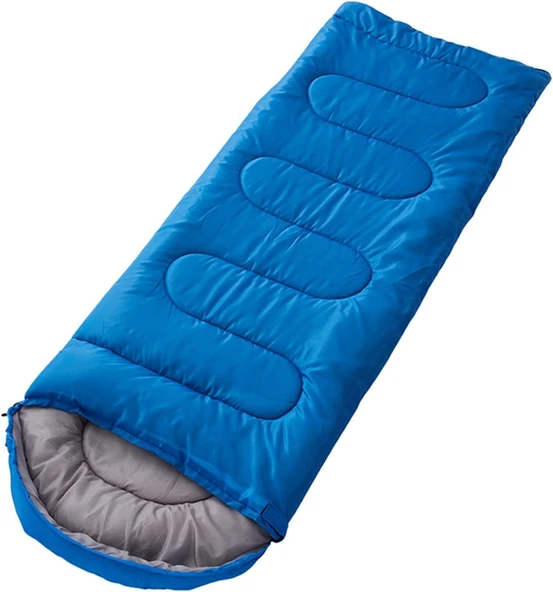 -10 Derece Uyku Tulumu 190 x 70 Cm Kamp Uyku Tulumu 1500 Gr Mavi