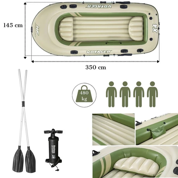 Voyager Bot Set Halinde 350 Cm x 145 Cm (Küpek ve Pompa Dahil) - Mavi Su Dünyası - 4