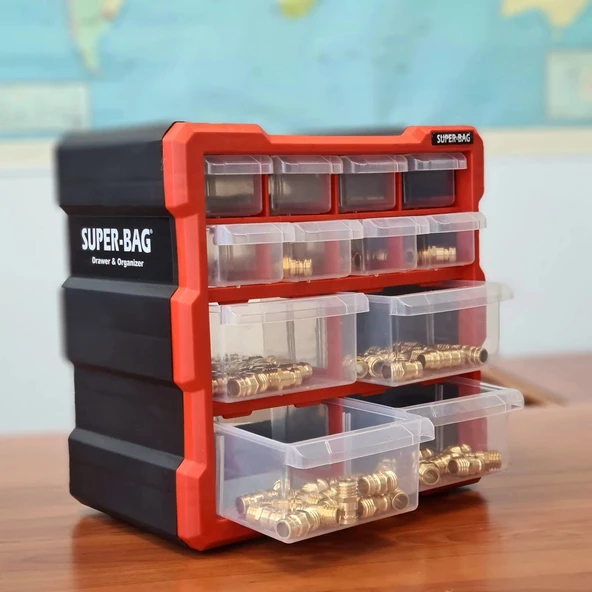 12 Bölmeli Monoblok Çekmeceli Organizer Kutu - 6
