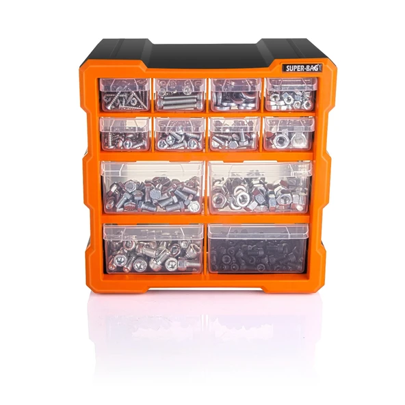 Süper Bag Mono Blok Çekmece Seti 12'li Hobby Organizer Seti Monoblok Çekmece Takı Vida Dübel Kutusu - 4