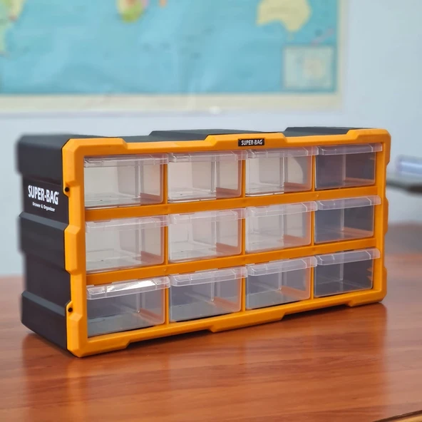 12 Bölmeli Yatay Mono Blok Çekmeceli Organizer