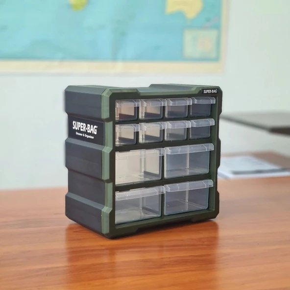 12 Bölmeli Monoblok Çekmeceli Organizer Kutu - 2