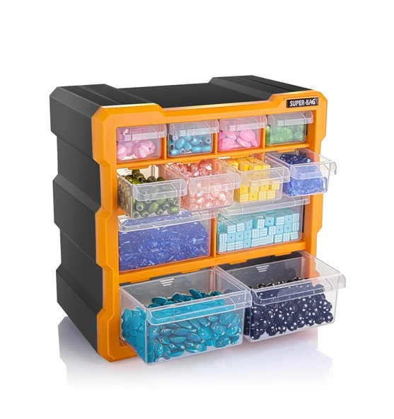12 Bölmeli Monoblok Çekmeceli Organizer Kutu - 3