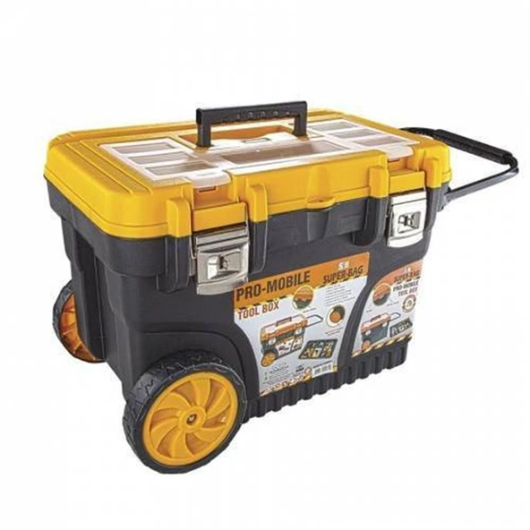 Super Bag Asr-2010 Tekerlekli Takım Çantası Mobil Metal Saplı Metal Kilitli Taşıma Sandığı