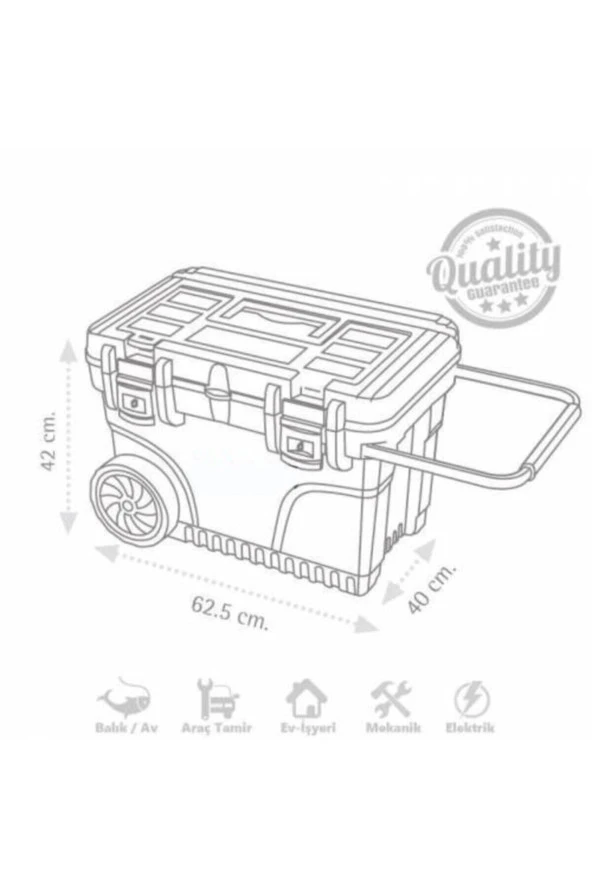 Super-bag Pro Mobil Metal Kilitli Büyük Tekerlekli Takım Çantası Alet Çantası - 5