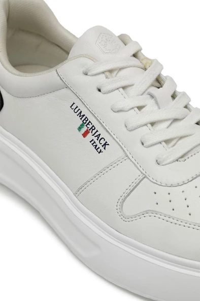 Lumberjack SABA 4FX 101511763 Erkek Hakiki Deri Sneaker Ayakkabı Beyaz 40-45 - Resim 6