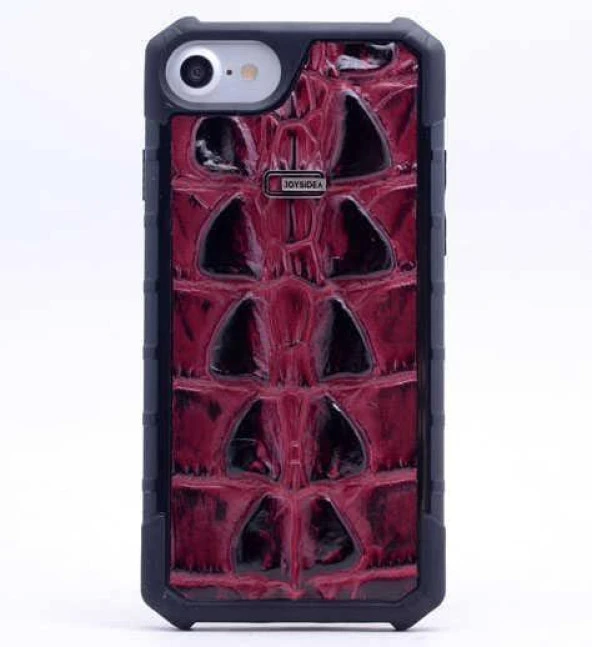 iPhone 7 Kılıf Crocow Kapak Timsah Deri Desenli Gerçek Deri Arka Kapak