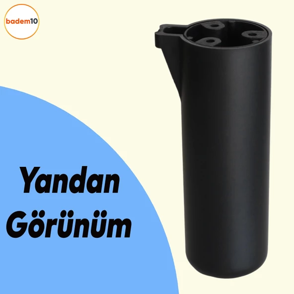 Kapsül Ayak Mobilya Yükseltici Sehpa Kanepe TV Ünitesi Koltuk Ayağı Baza Ayakları Mat Siyah 15 cm - 3