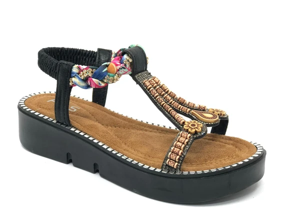 Feles Kalın Taban Fular Detaylı Kadın Sandalet ürün görseli