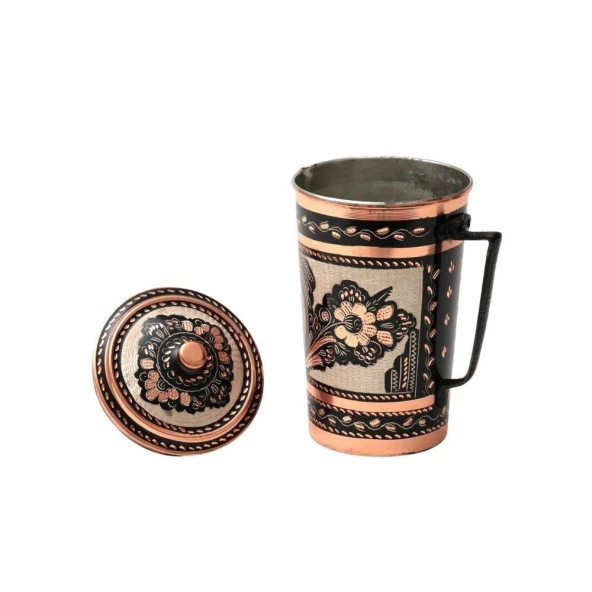 Erzincan El İşlemeli Bakır KONİK KAPAKLI SÜRAHİ MİNESİZ - 2