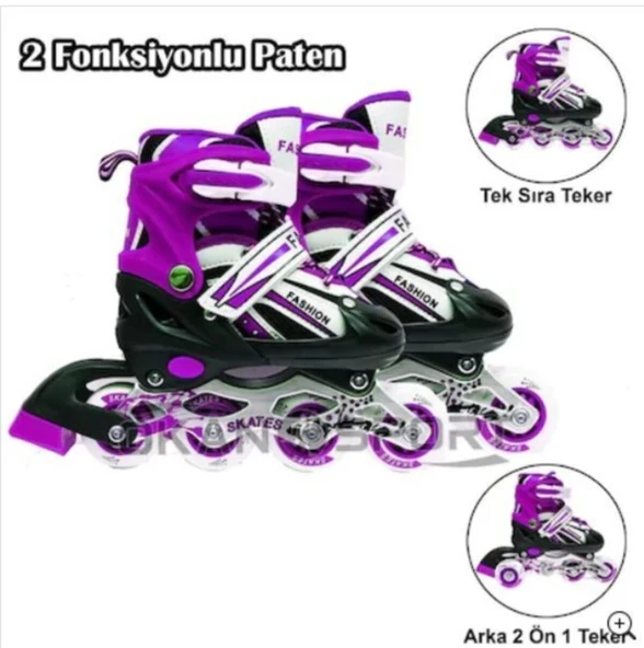 Avessa Işıklı Teker Çift Sıra Ayarlanabilir Paten (İçerisinde Teker Aparatları Mevcuttur) - 5