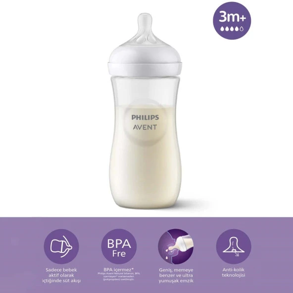 Philips Avent Natural Response PP Biberon 330ml 3+ Ay - 3