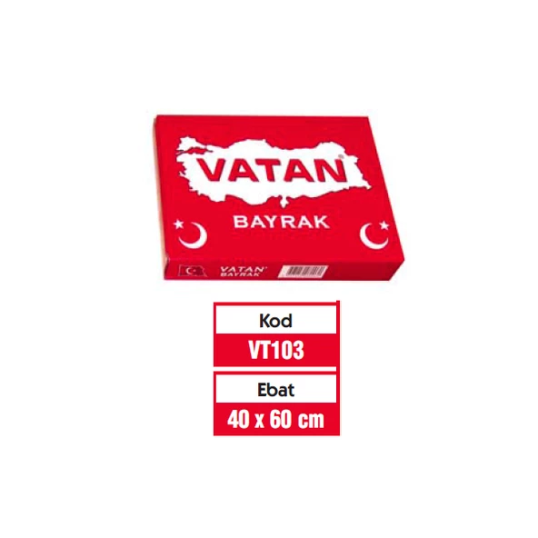 Vatan Masa Bayrağı Türk %100 Polyester 40x60