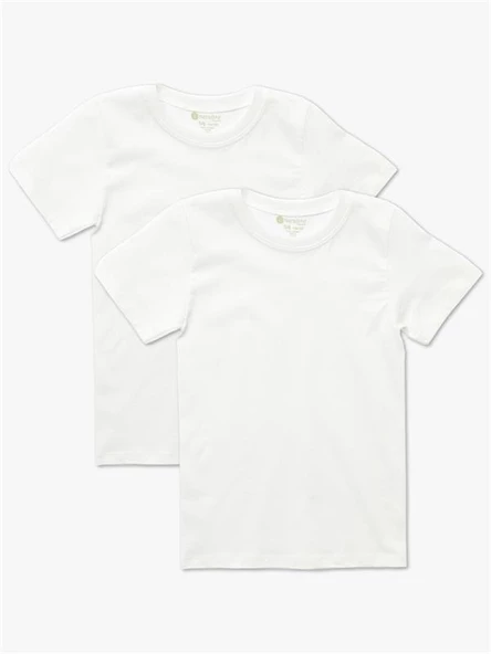 Natuline Erkek Çocuk 2'li Penye T-shirt Beyaz 2004