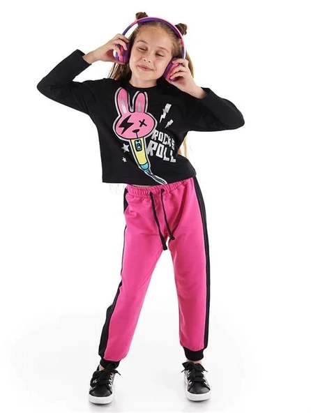 Denokids Kız Çocuk Rock And Bunny T-shirt Pantolon Takım MS-21S1-052