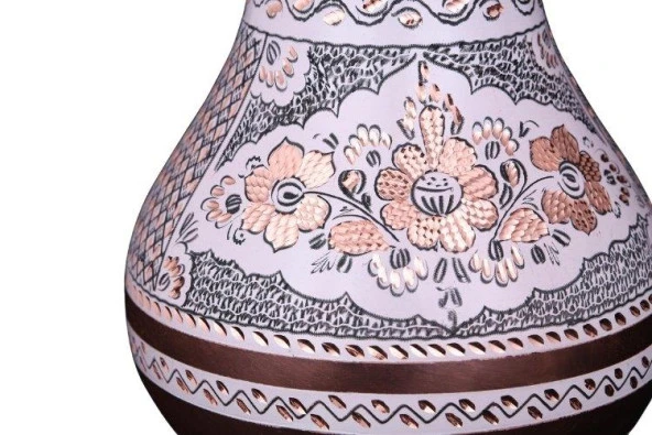 Erzincan El İşlemeli Bakır TOP VAZO BEYAZ - 2