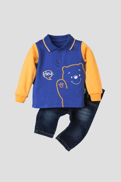 Erkek Bebek Kısa Kollu Gömlek Pantolon Ikili Takım %100 Pamuklu