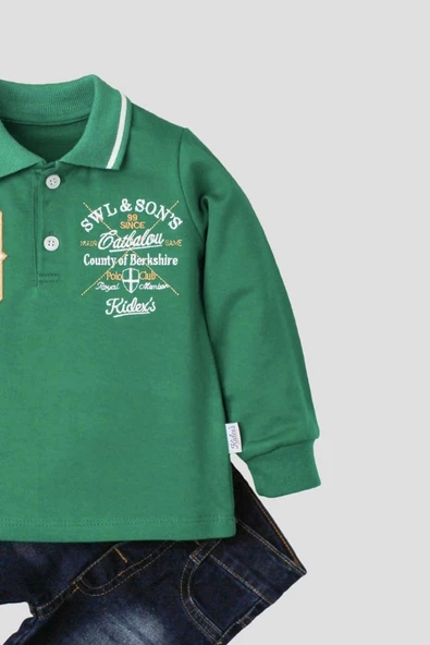 bebek takımı yumuşak kot pantolonlu %100 pamuklu - Resim 3