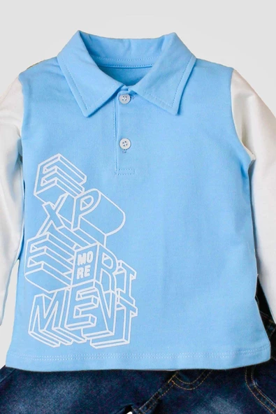 Erkek Bebek Polo Takım Kot Pantolon Üst İkili Takım - 8