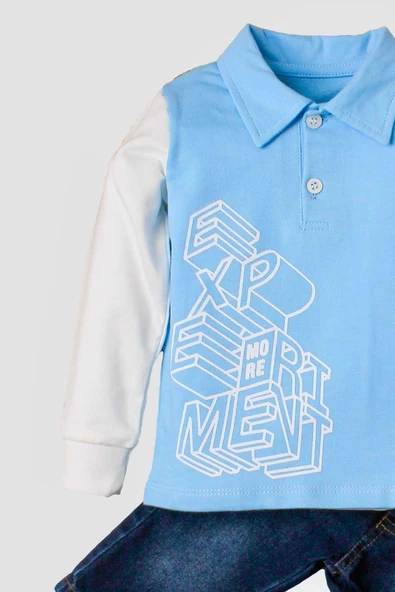 Erkek Bebek Polo Takım Kot Pantolon Üst İkili Takım - 9