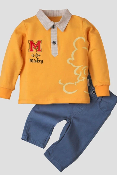 Erkek Bebek Mickey Polo Takım Pantolon Üst İkili Takım - 7