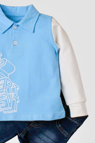 Erkek Bebek Polo Takım Kot Pantolon Üst İkili Takım - 5