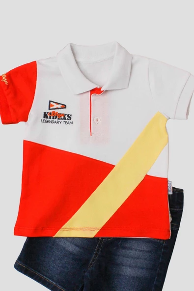 Erkek bebek pamuklu polo takım pantolon üst ikili takım düğün doğum günü nişan nikah bayram - Resim 2