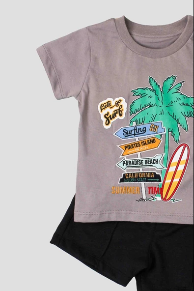 Palmiye Bakılı Tişört Ve Kapri 2'li Takım - Resim 3