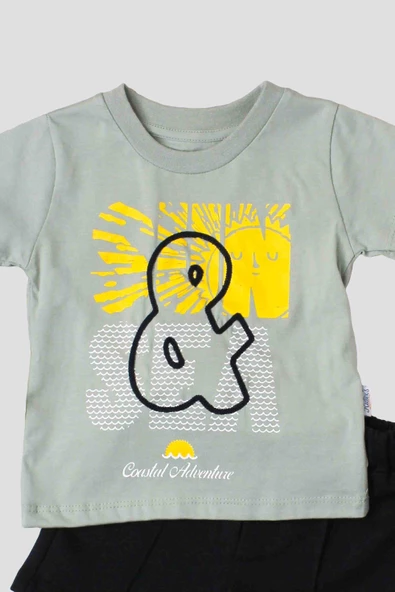 Sun-Sea  Bakılı Tişört Ve Kapri 2'li Takım - Resim 2