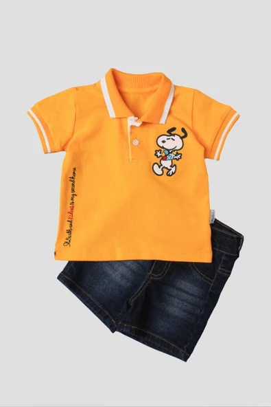 Erkek bebek pamuklu polo takım pantolon üst ikili takım düğün doğum günü nişan nikah bayram