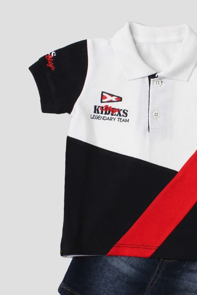 Erkek bebek pamuklu polo takım pantolon üst ikili takım düğün doğum günü nişan nikah bayram - Resim 3