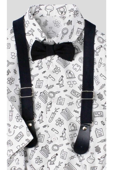 Bebek Gömlek Pantolon Slopetli Papyonlu Takım %100 Pamuklu - 10