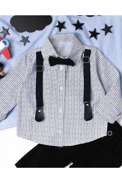 Gömlekli Papyonlu Salopetli Erkek Bebek Takımı Doğum Günü, Düğün, Nişan, Mevlüt - 12