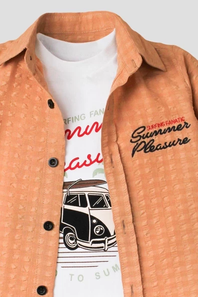 Erkek Bebek Spor Gömlek Takım Pantolon Üst Sweatshirt Üçlü TakIm Pamuklu Takım - 10