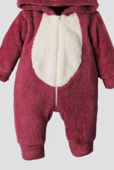 Kışlık Tatlı Peluş Tavşanlı Bebek Welsoft Kapüşonlu Tulum - 6