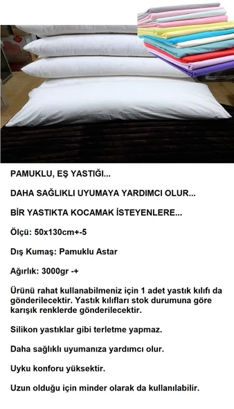 Karı Koca Yastığı 50x130+Yastık Kılıfı, Pamuklu, Uzun Yastık (50x130) - Resim 3