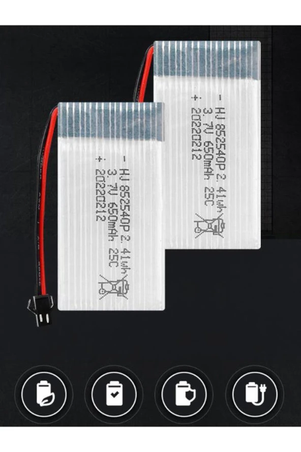 Lipo Pil 3.7V 650mAh 25C Dron ve RC Model Bataryası HX2.54 Soket - 11