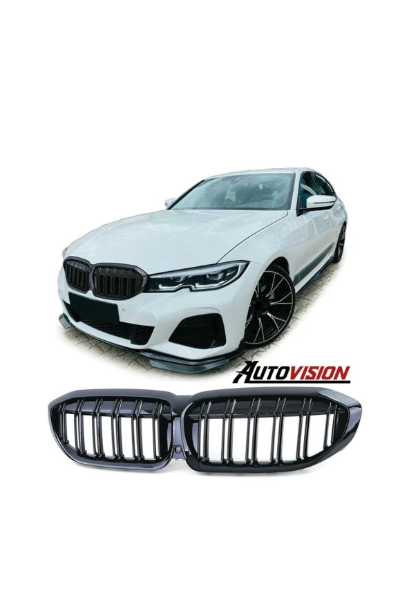 Bmw G20 Uyumlu Ön Panjur Böbrek M3 Model Piano Black Çift Tırnak