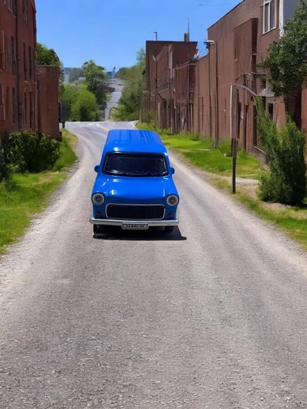 Nostaljik Metal Çek Bırak Ford Sesli ve Işıklı Minibüs Mavi ( 1/36 Ölçek ) - 4