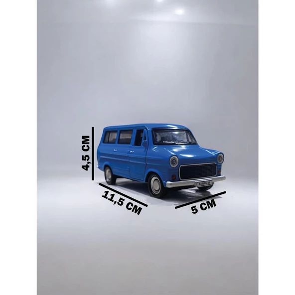Nostaljik Metal Çek Bırak Ford Sesli ve Işıklı Minibüs Mavi ( 1/36 Ölçek ) - 3