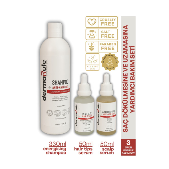 DERMARULE ENERGISING ŞAMPUAN VE CONDENSED SERUM VE REVITALIZE SERUM Saç Dökülme Karşıtı Komple Bakım Seti
