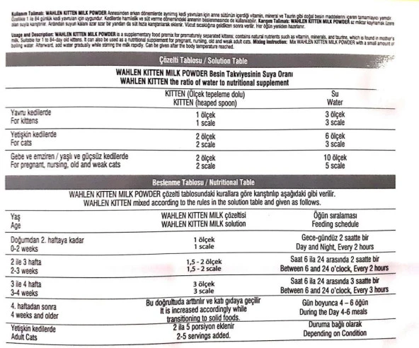 Wahlen Kitten Milk Yavru Kedi Süt Tozu 230 Gr - 2