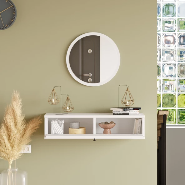 L'occi Concept Cosmia Aynalı 80 cm Kapaklı Duvara Monte Dresuar Beyaz CS2-W - 4