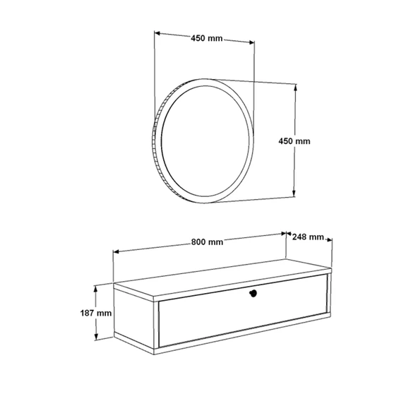 L'occi Concept Cosmia Aynalı 80 cm Kapaklı Duvara Monte Dresuar Beyaz CS2-W - 8