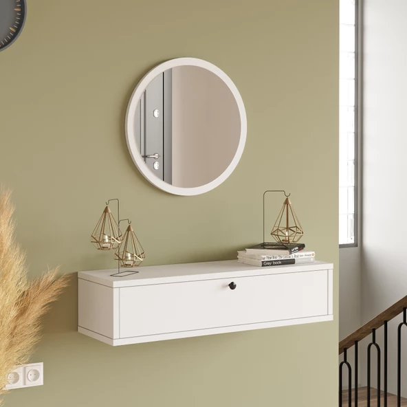 L'occi Concept Cosmia Aynalı 80 cm Kapaklı Duvara Monte Dresuar Beyaz CS2-W - 3