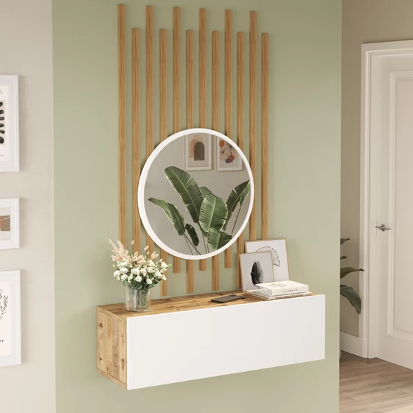 L'occi Concept Lisboa Aynalı Dresuar Ahşap Çıtalı Set LI2-AW - 2