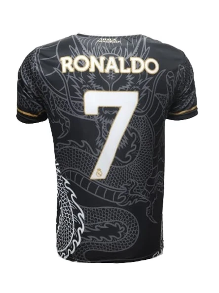Real Madrid R01098 Siyah Özel Ejderha Desenli Ronaldo Forma 2023-2024 - Resim 2