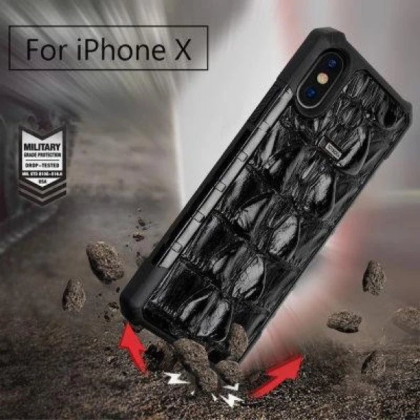 iPhone 7 Plus Kılıf Crocow Kapak Timsah Deri Desenli Gerçek Deri Arka Kapak - 7